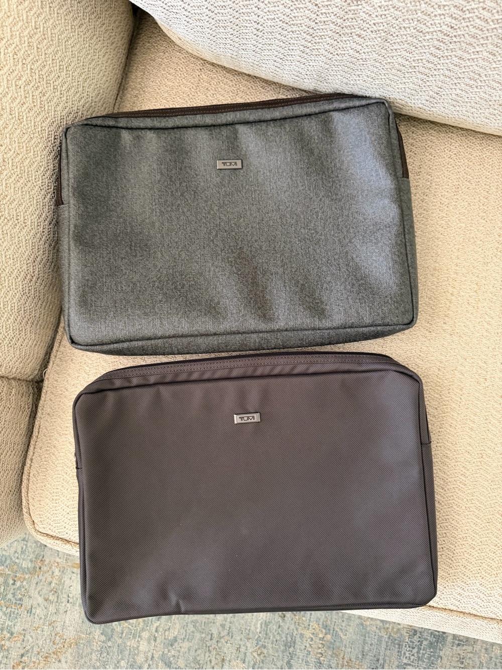 Tumi Gray and Brown Laptop Sleeve Duo